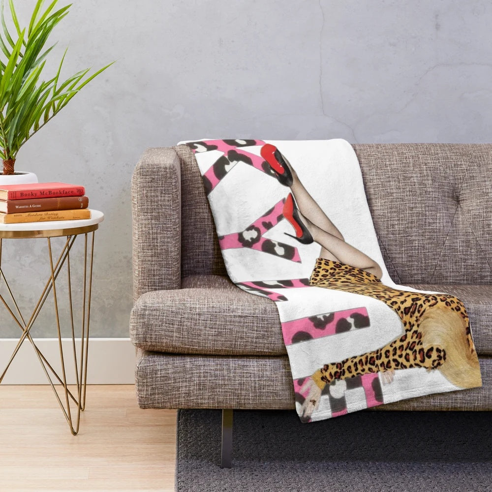 Leopard print plush blanket featuring Kylie Minogue's music art