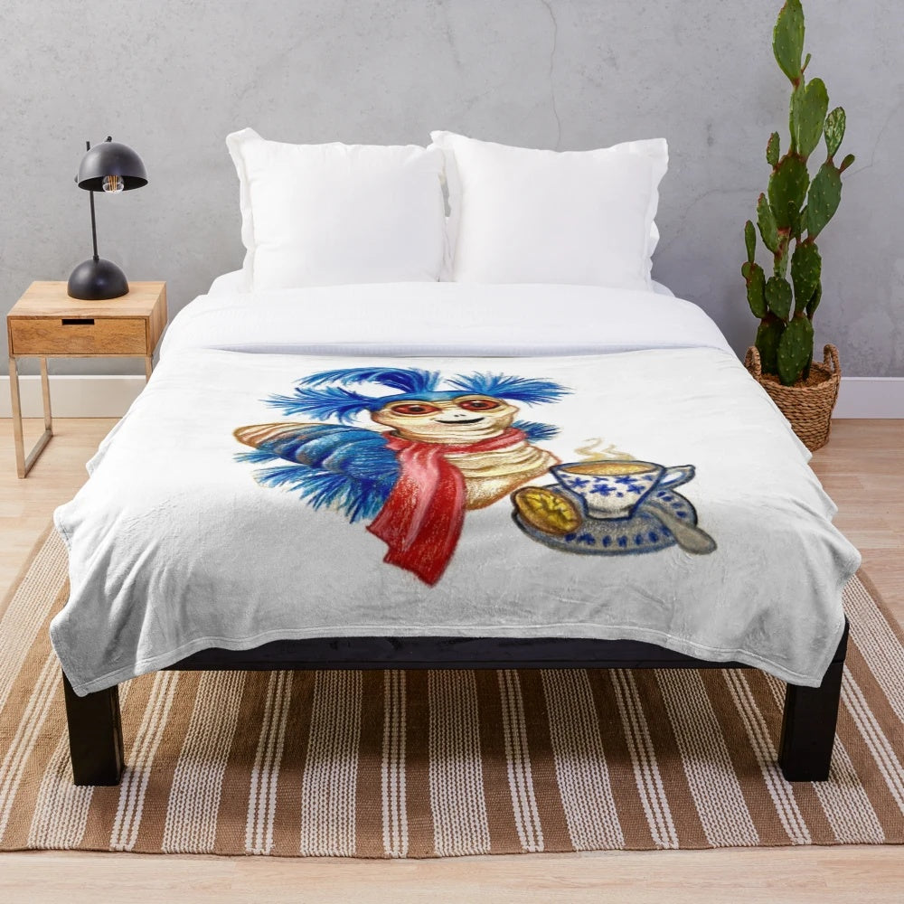 Labyrinth worm plush blanket featuring a whimsical fantasy creature design