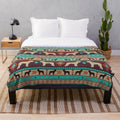 Lagotto Romagnolo dog breed plush blanket with bohemian tribal sunset pattern