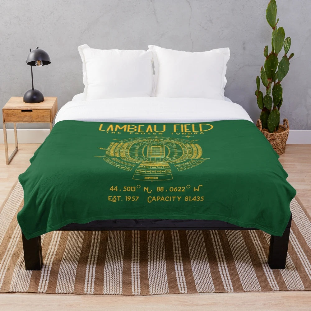 Green Bay Packers Lambeau Field Stadium Poster Print Plush Blanket