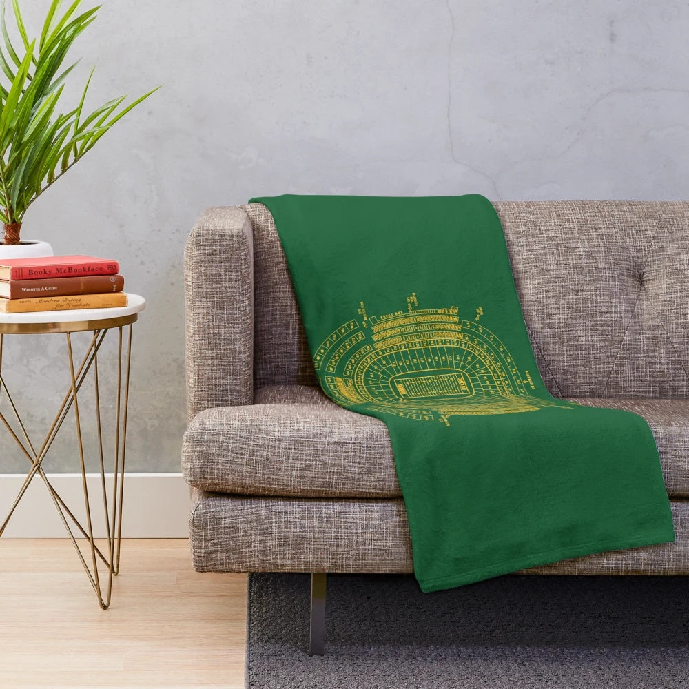 Green Bay Packers Lambeau Field Stadium Poster Print Plush Blanket
