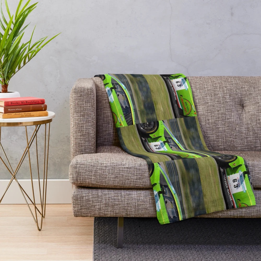 Plush blanket with a Lamborghini-inspired graphic design