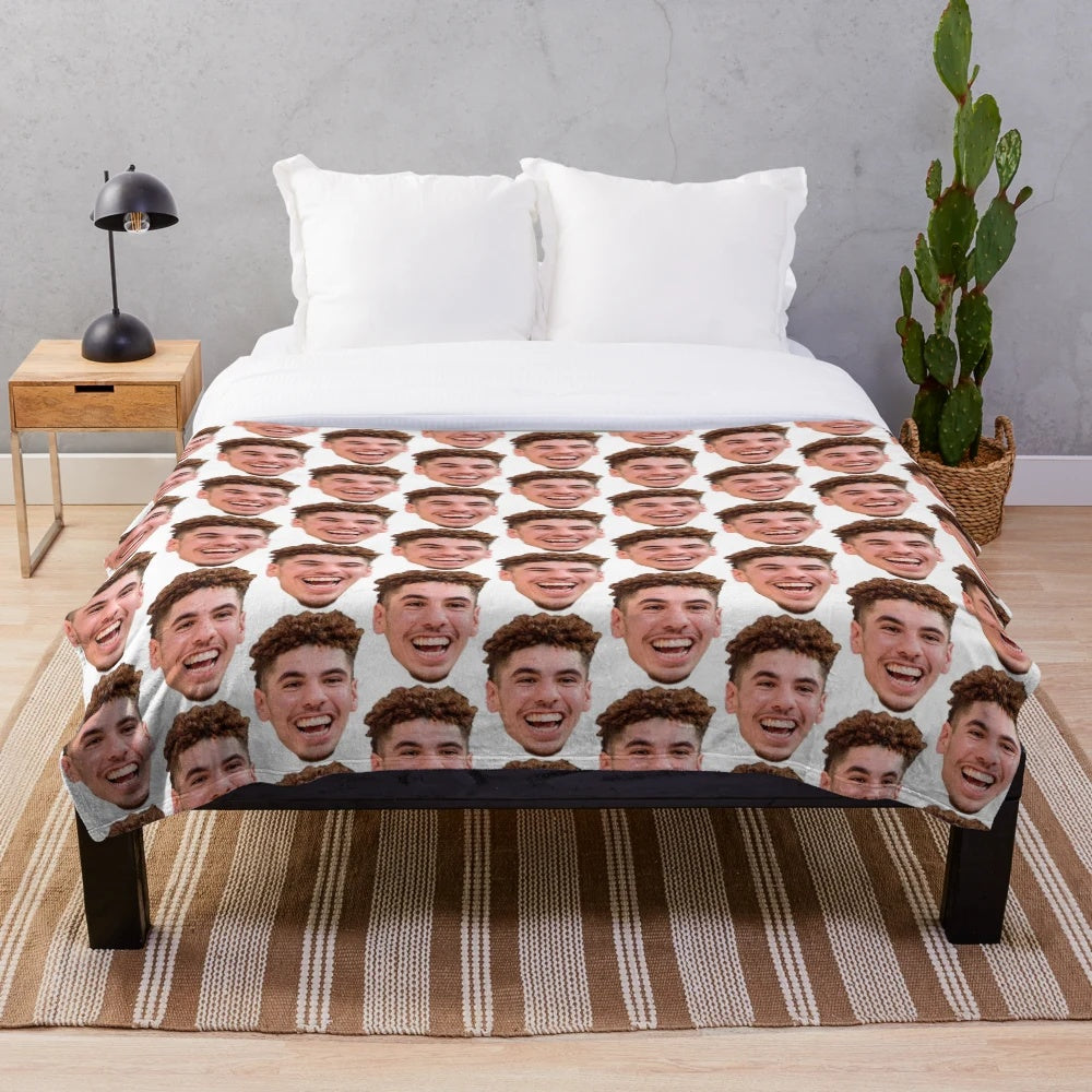Lamelo Ball-inspired plush blanket featuring the basketball player's face