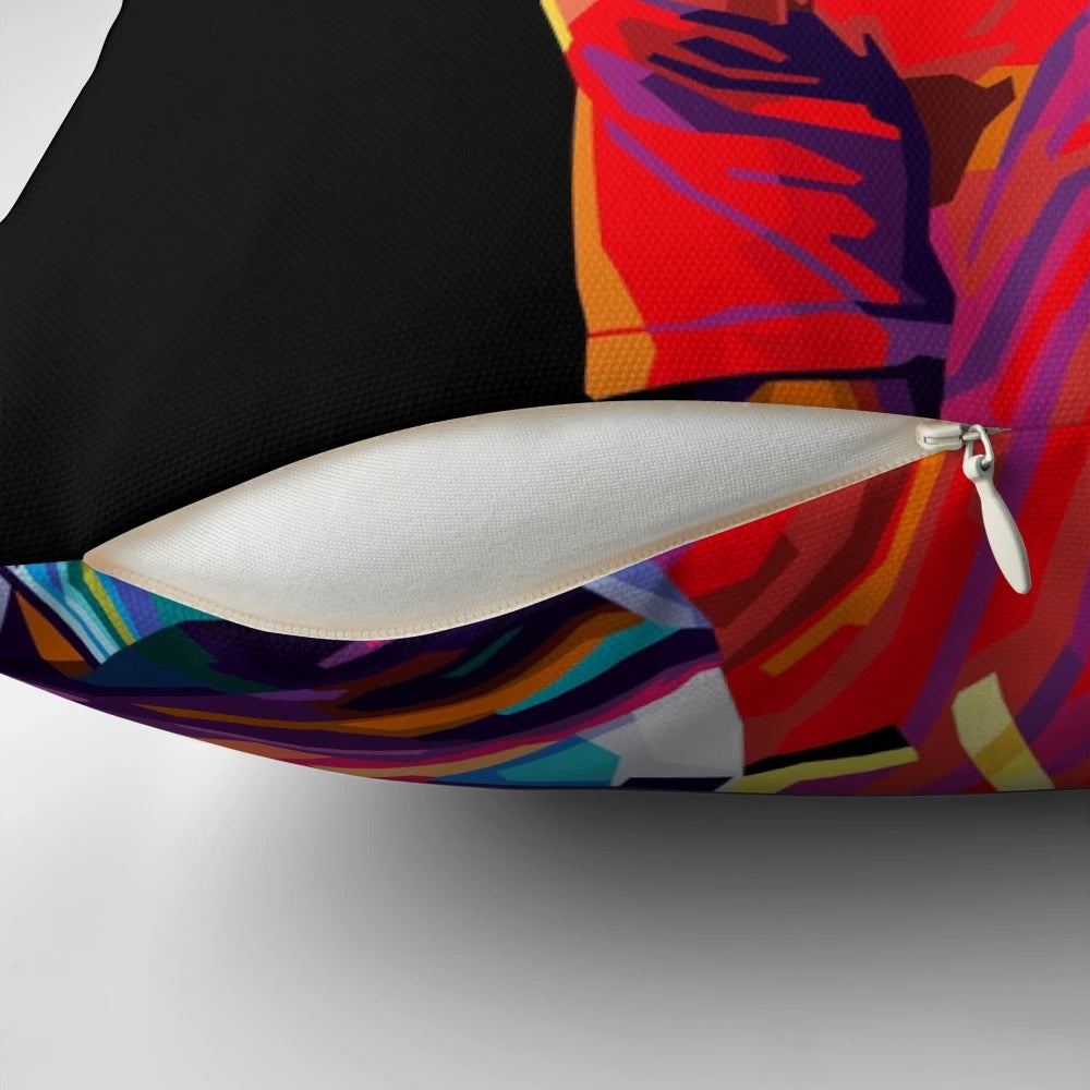 A vibrant WPAP art pillow featuring the portrait of football player Lamine Yamal from Barcelona FC.