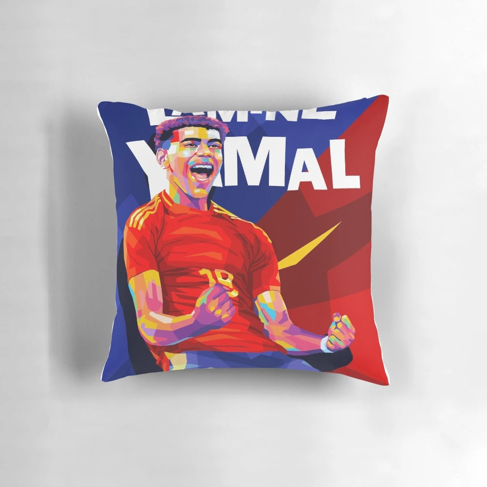 Lamine Yamal WPAP Pop Art Pillow featuring the Barcelona football star