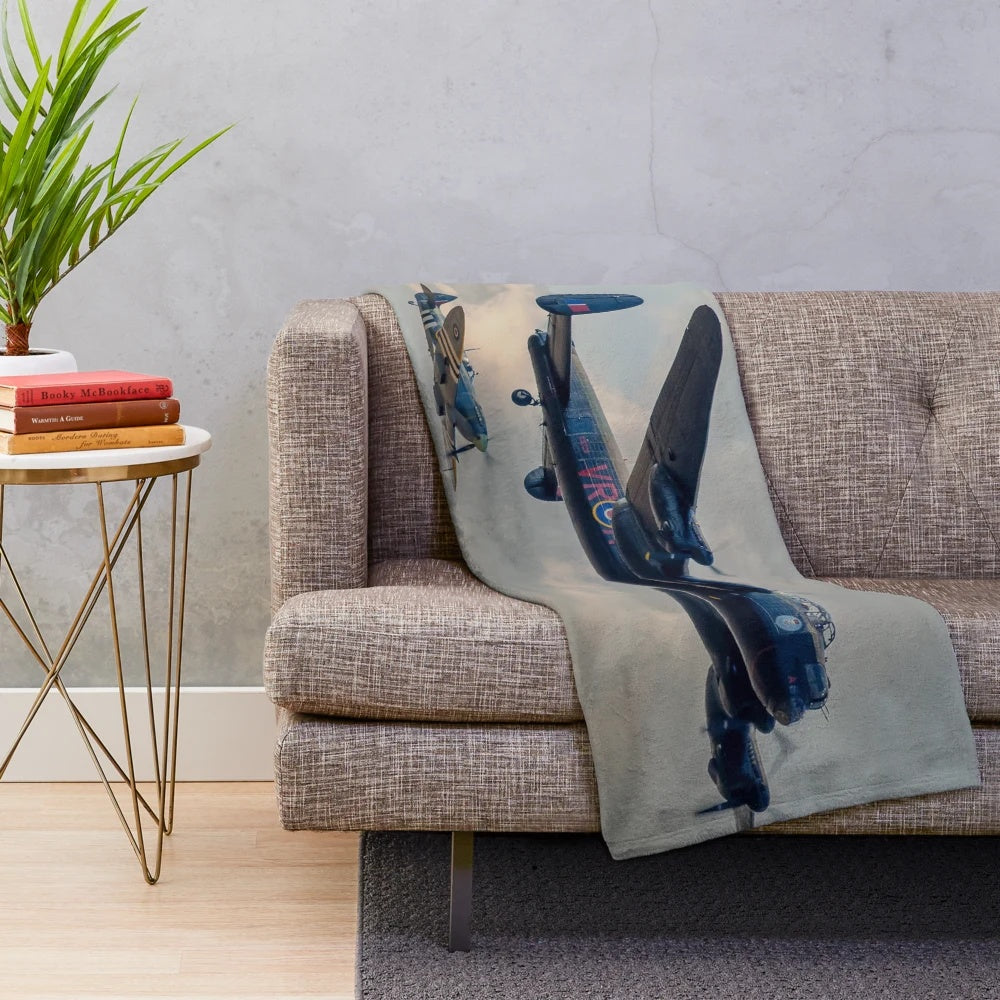 Lancaster and Spitfire plush blanket for aviation enthusiasts