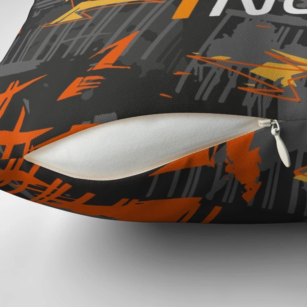 Lando Norris Formula 1 abstract car design pillow with minimalist, vintage-inspired graphics