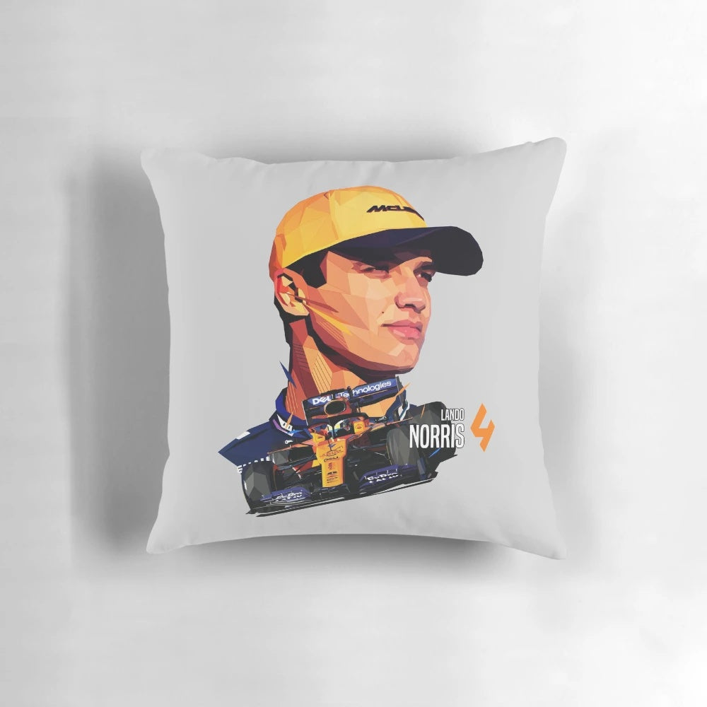 Lando Norris Formula 1 low poly racing car pillow
