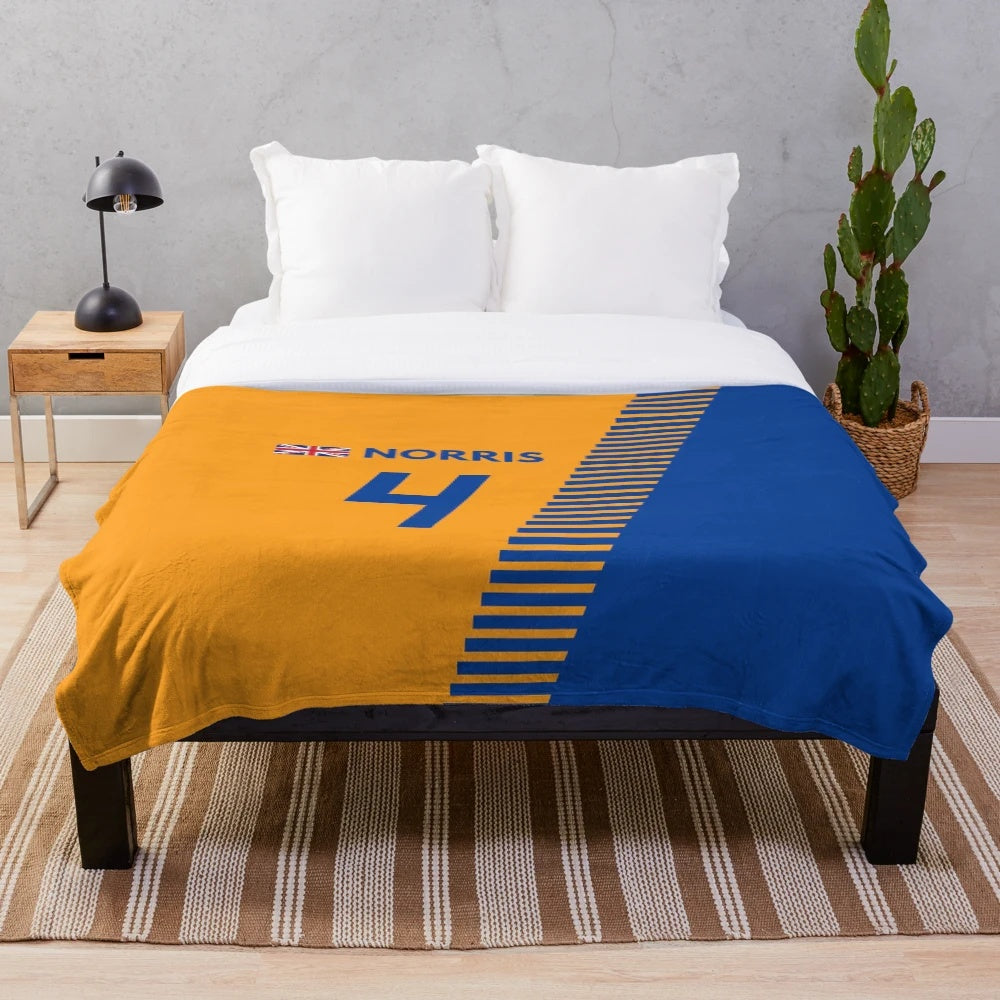 Lando Norris inspired plush blanket with Formula 1 racing design