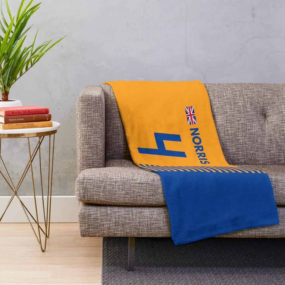 Lando Norris inspired plush blanket with Formula 1 racing design