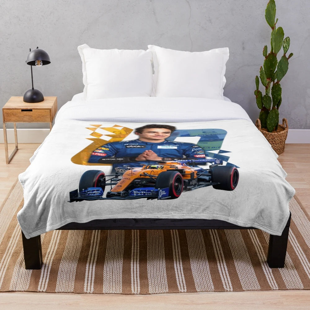 Lando Norris inspired plush blanket with racing design