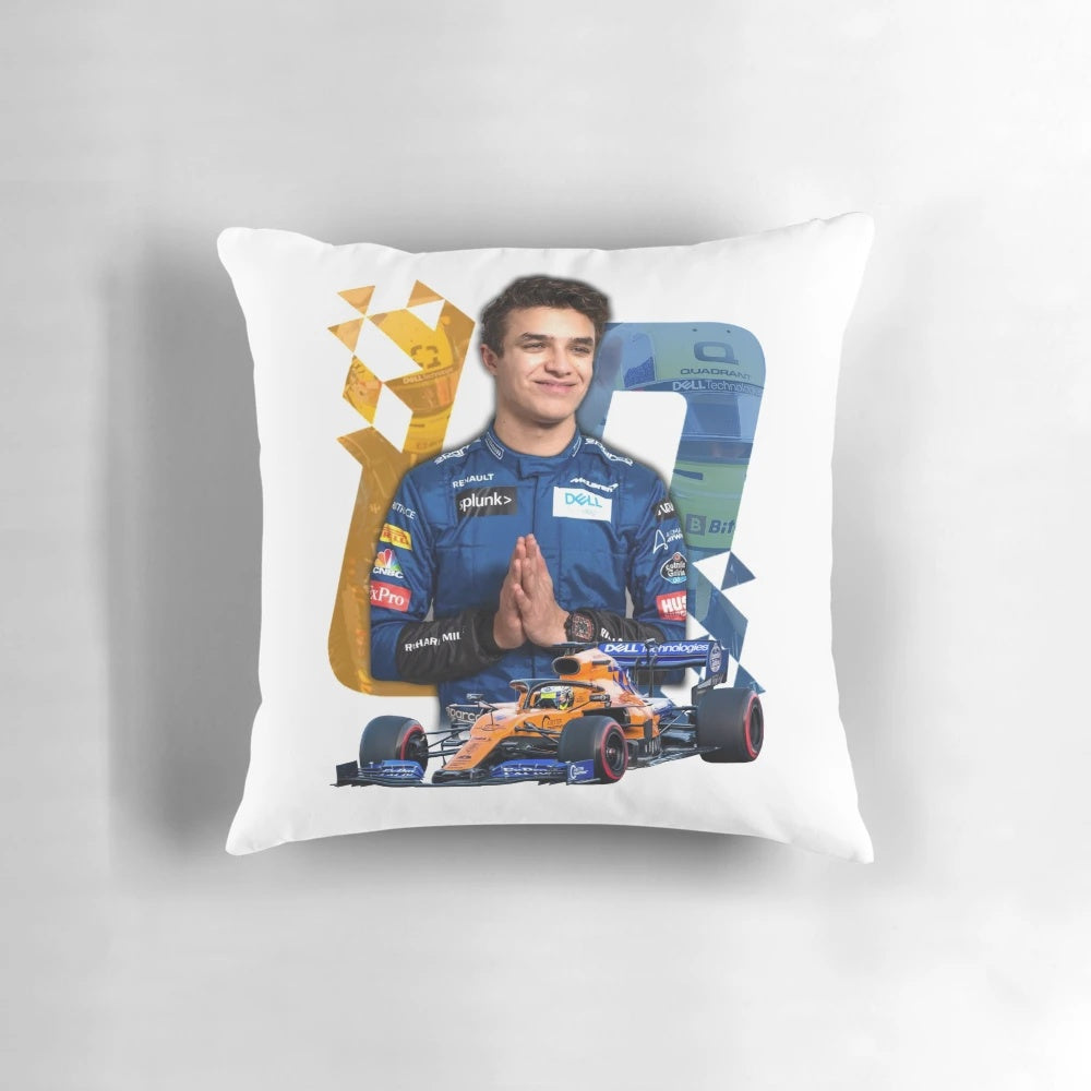 Lando Norris #4 inspired racing design throw pillow