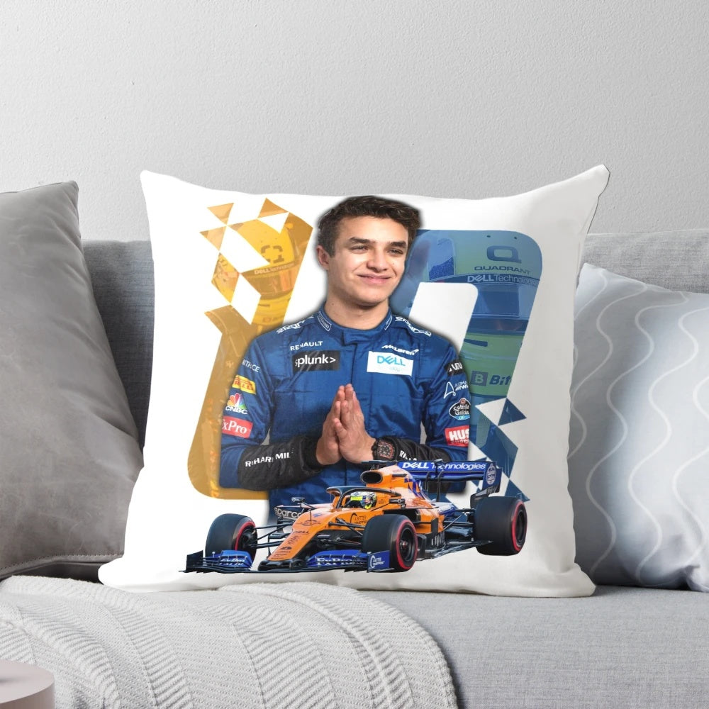 Lando Norris #4 inspired racing design throw pillow
