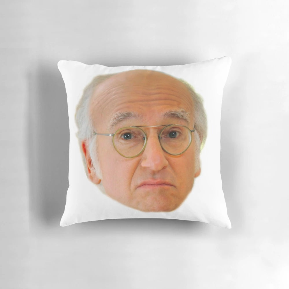 Larry David Pillow featuring the iconic Curb Your Enthusiasm star