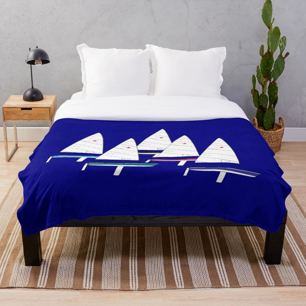 Laser sailboat racing inspired plush blanket