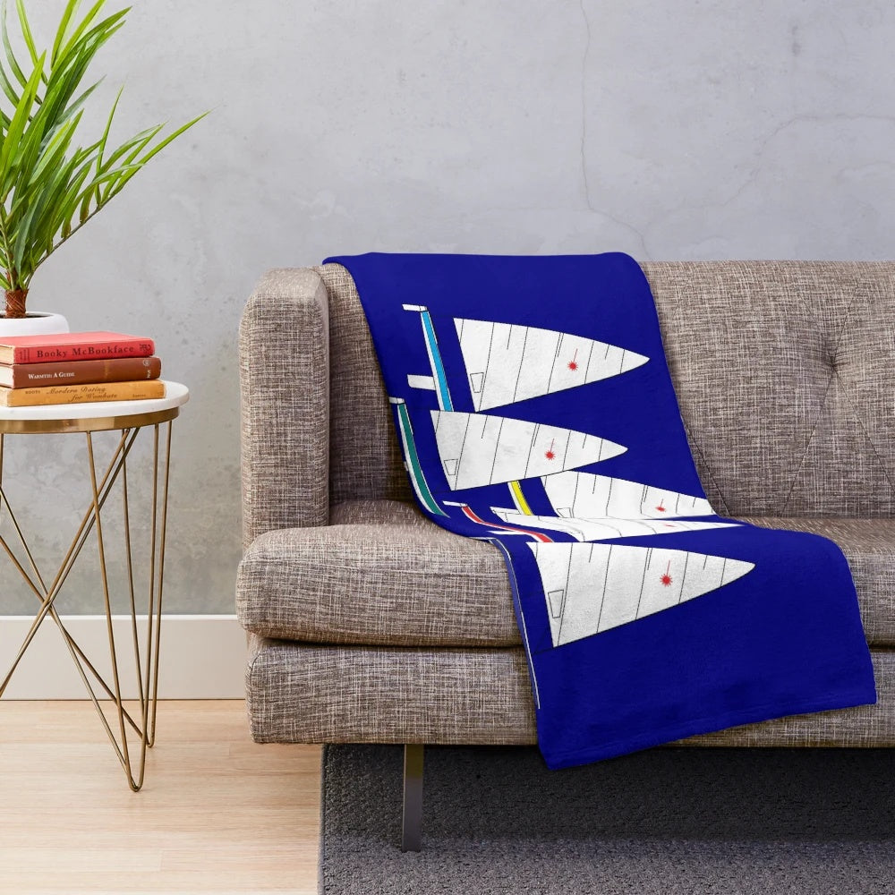 Laser sailboat racing inspired plush blanket