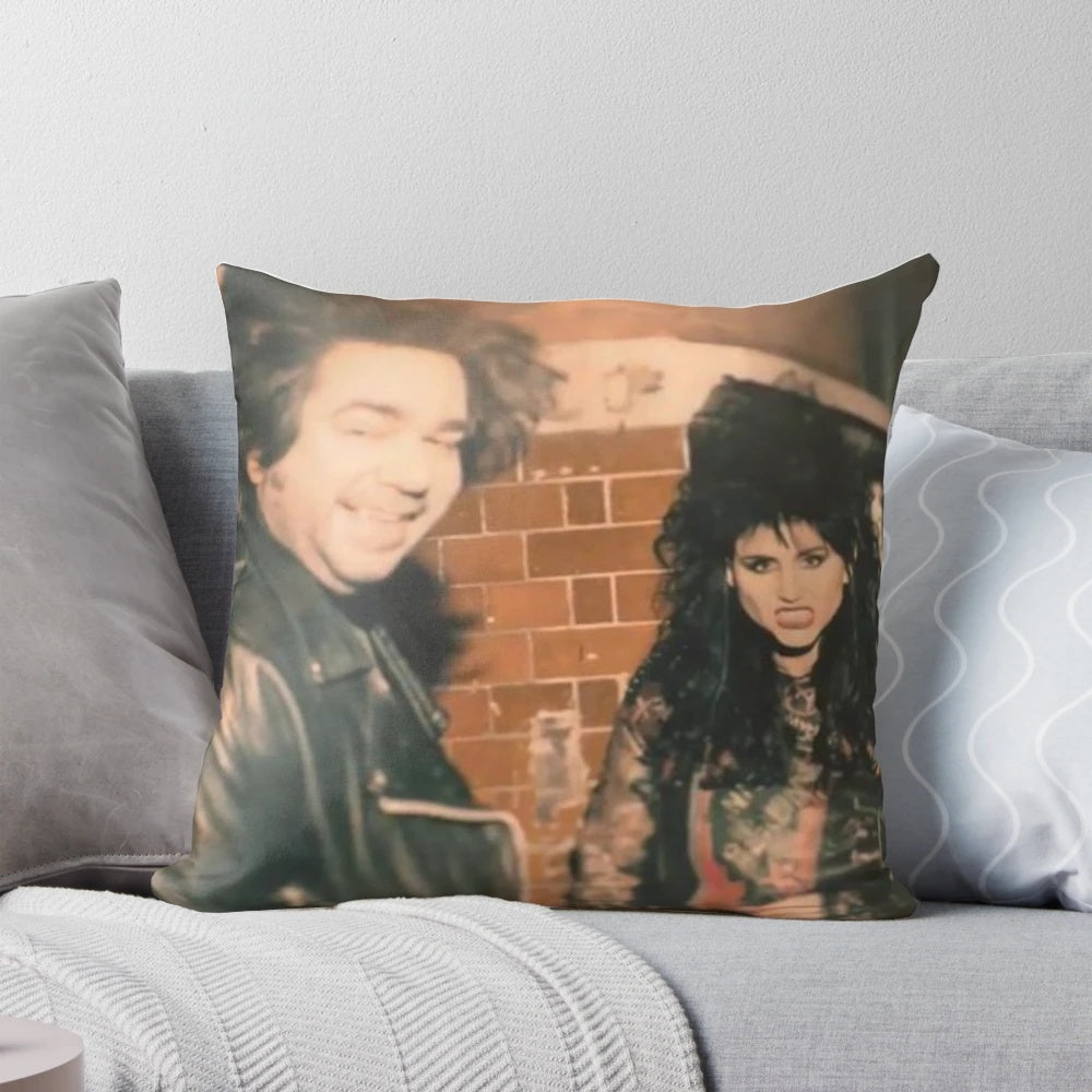Laszlo and Nadja, the vampire couple from the hit TV show "What We Do in the Shadows", featured on a decorative pillow.