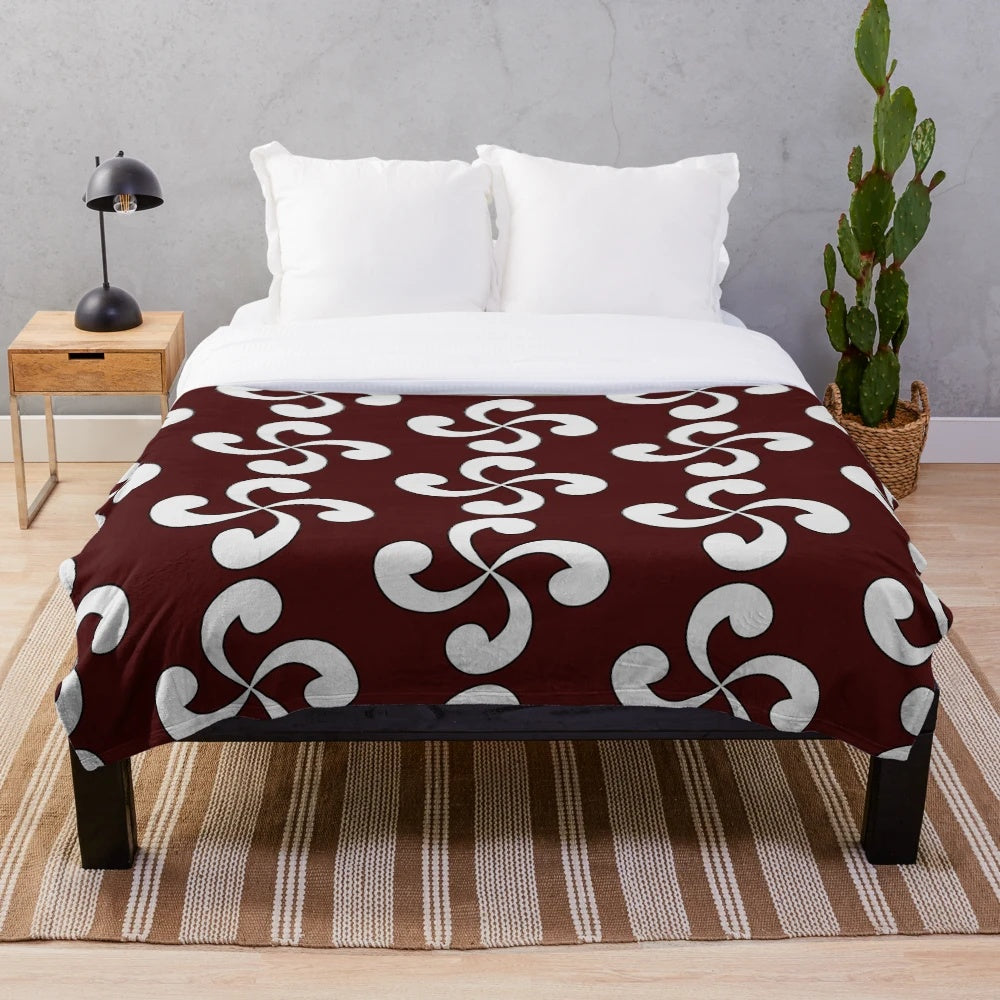Lauburu Basque Cross Plush Blanket