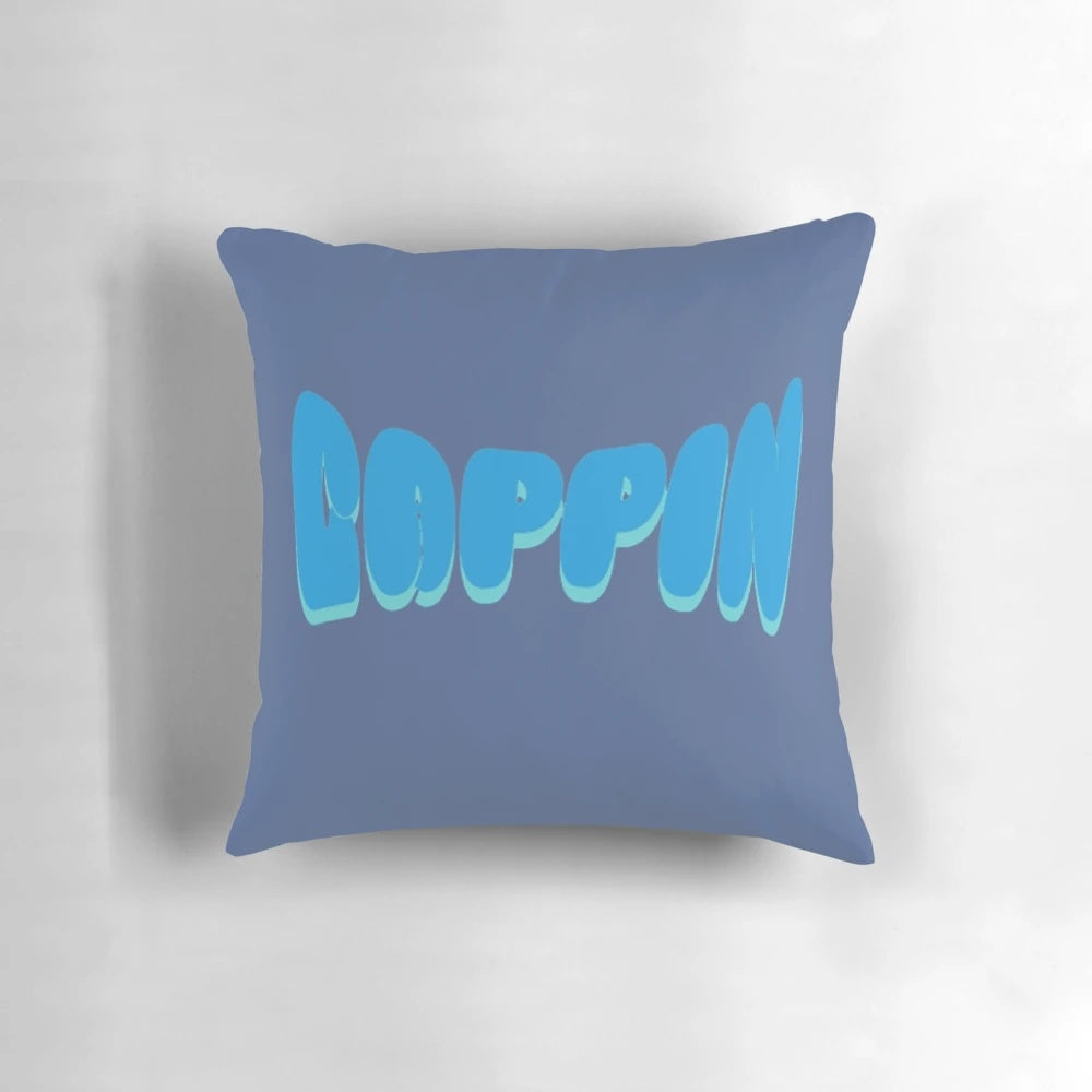 Cappin' Pillow featuring a funny meme design with a cap and the text "stop lying, capping