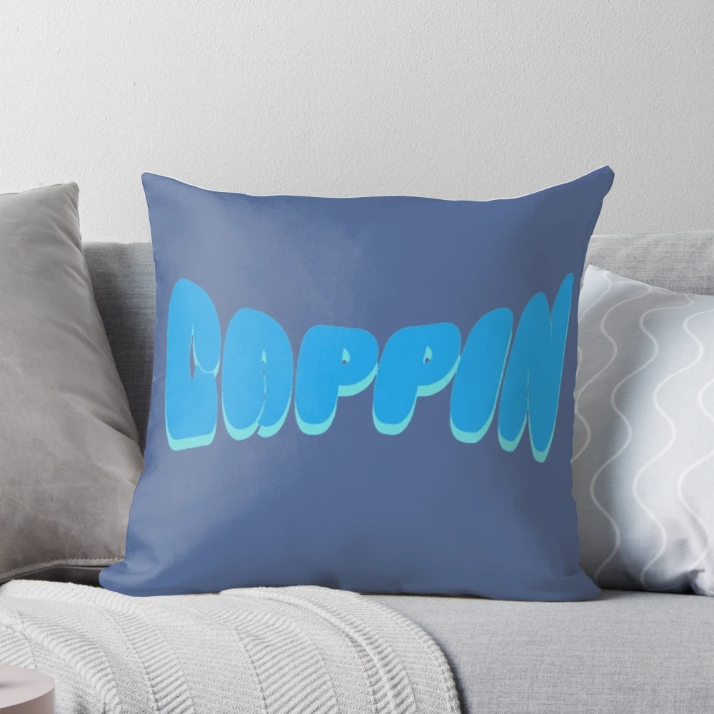 Cappin' Pillow featuring a funny meme design with a cap and the text "stop lying, capping