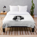 Laura Pergolizzi inspired black and white plush blanket with singer-songwriter design