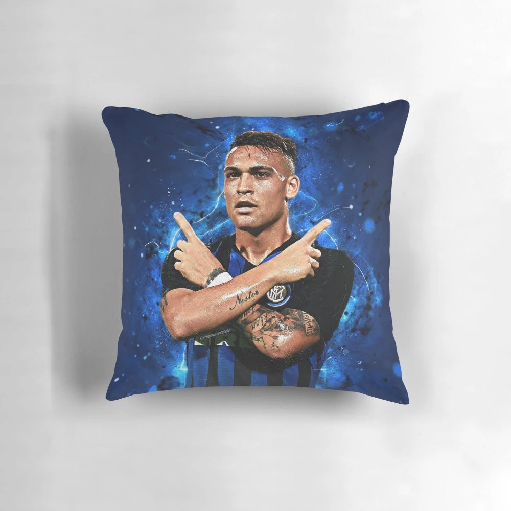 Lautaro Martinez 001 Pillow, featuring the Argentine national team player and Inter Milan star.