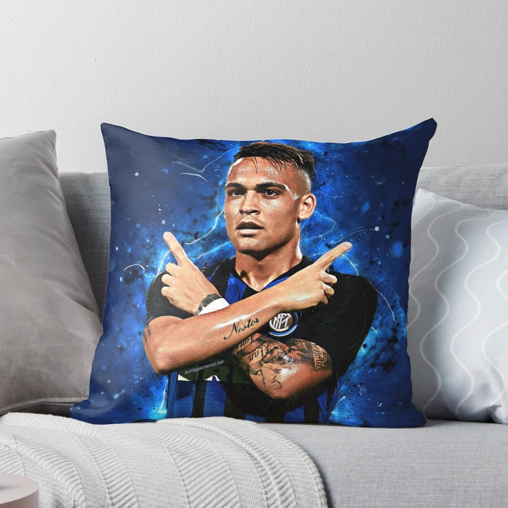 Lautaro Martinez 001 Pillow, featuring the Argentine national team player and Inter Milan star.