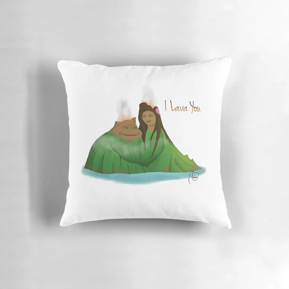 Lava-themed plush pillow with a cute cartoon design, inspired by nature and volcanoes.