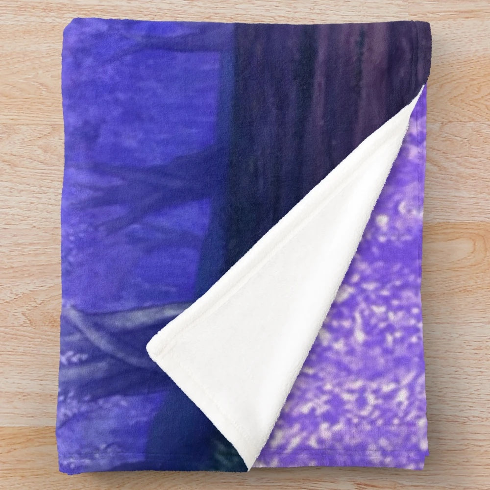 Lavender and purple wisteria flower plush blanket with anime aesthetic