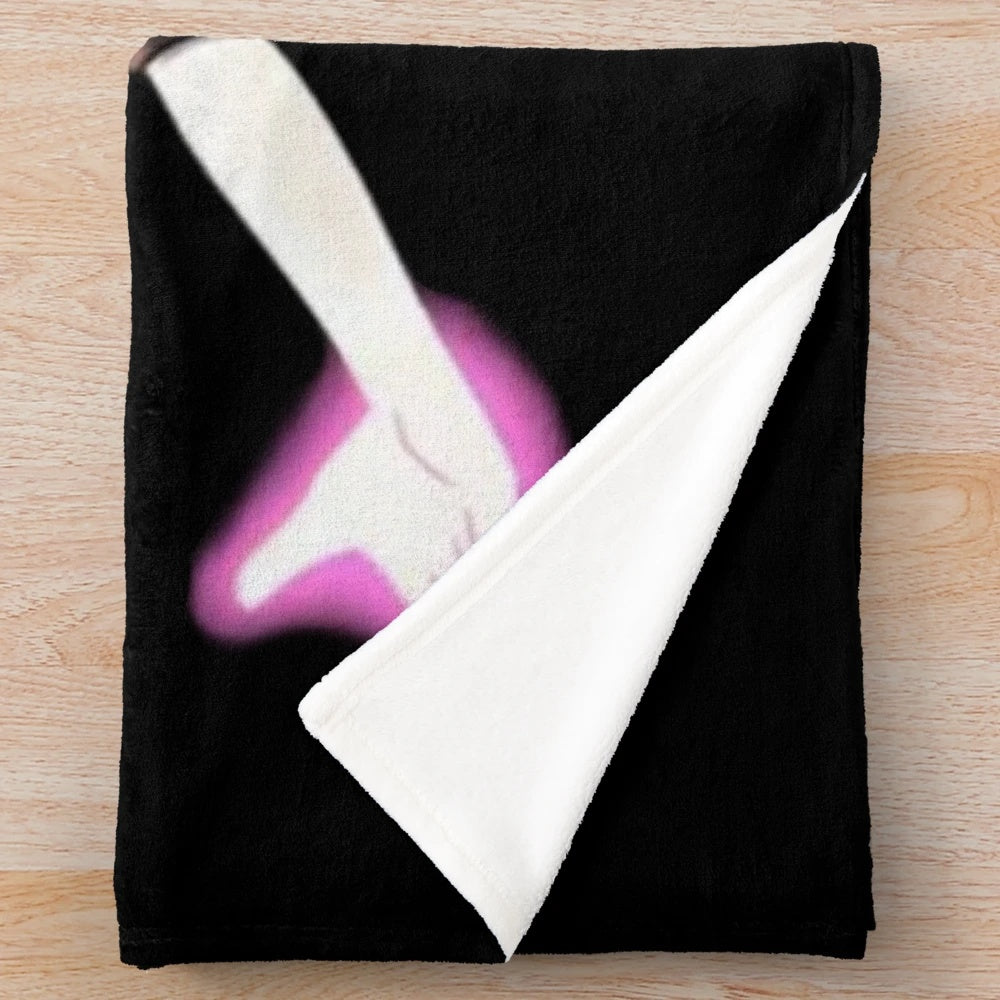 Amity Blight from The Owl House with lavender hair on a plush blanket