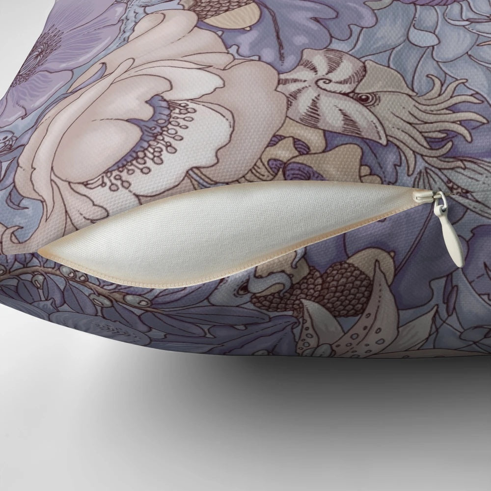 Lavender Ice Pillow featuring a vibrant floral and coastal design