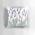 Lavender illustration print on a soft, high-quality throw pillow.
