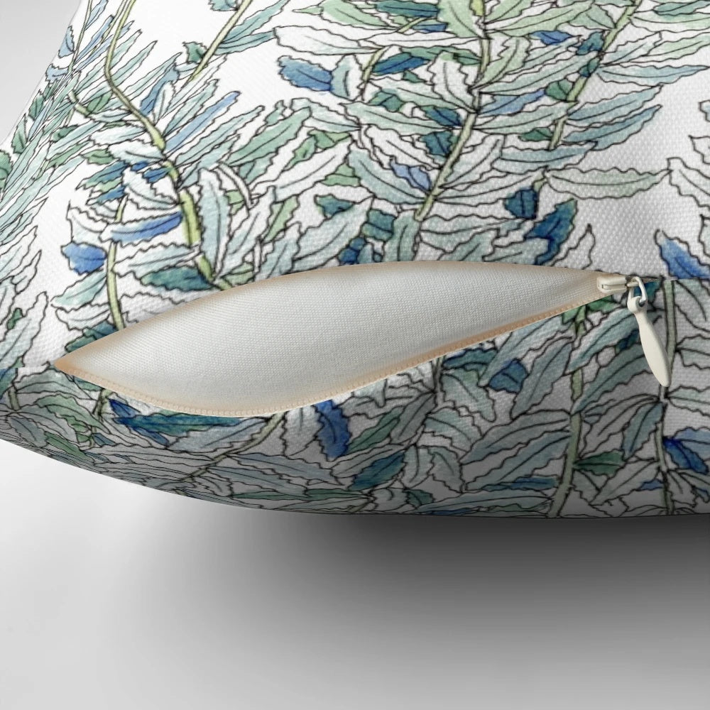 Lavender illustration print on a soft, high-quality throw pillow.