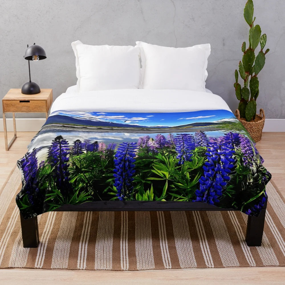 Lavender plush blanket with a soft, cozy floral design