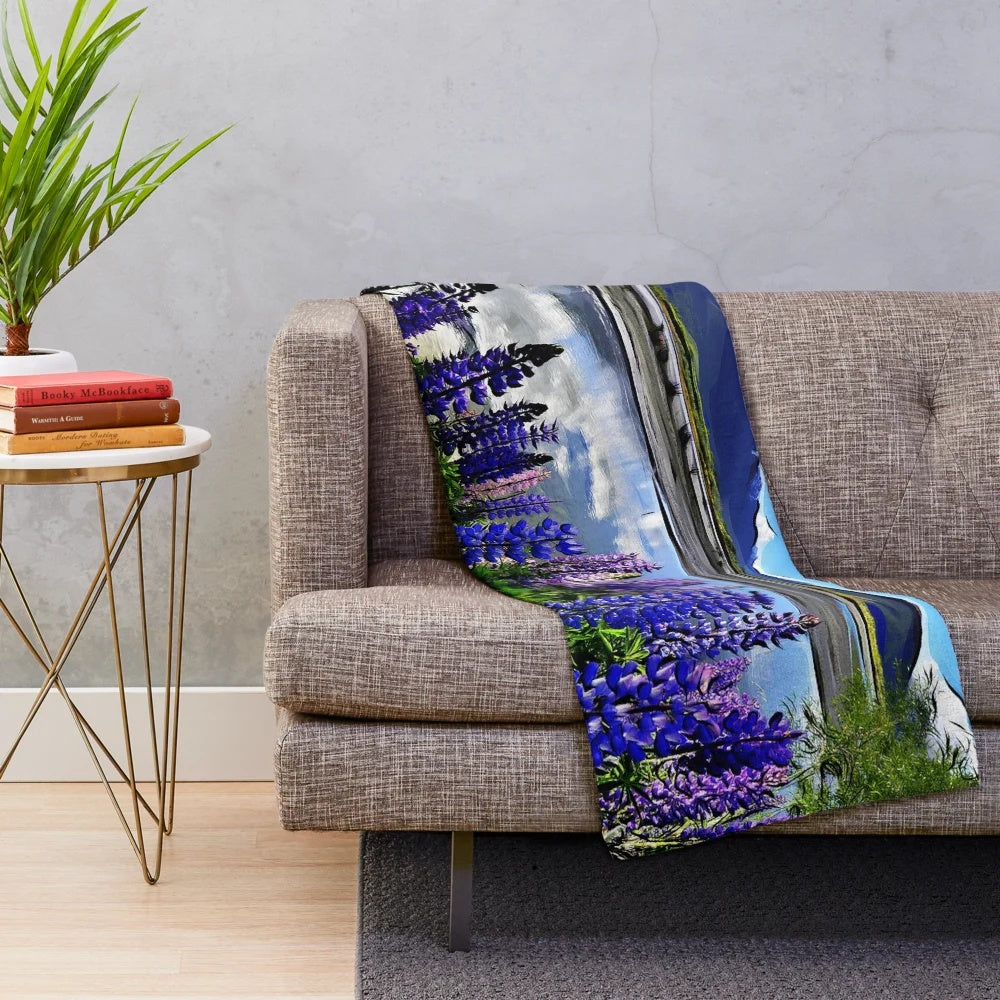 Lavender plush blanket with a soft, cozy floral design