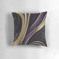 Lavish purple and gold abstract lines decorative throw pillow, modern luxury home accent