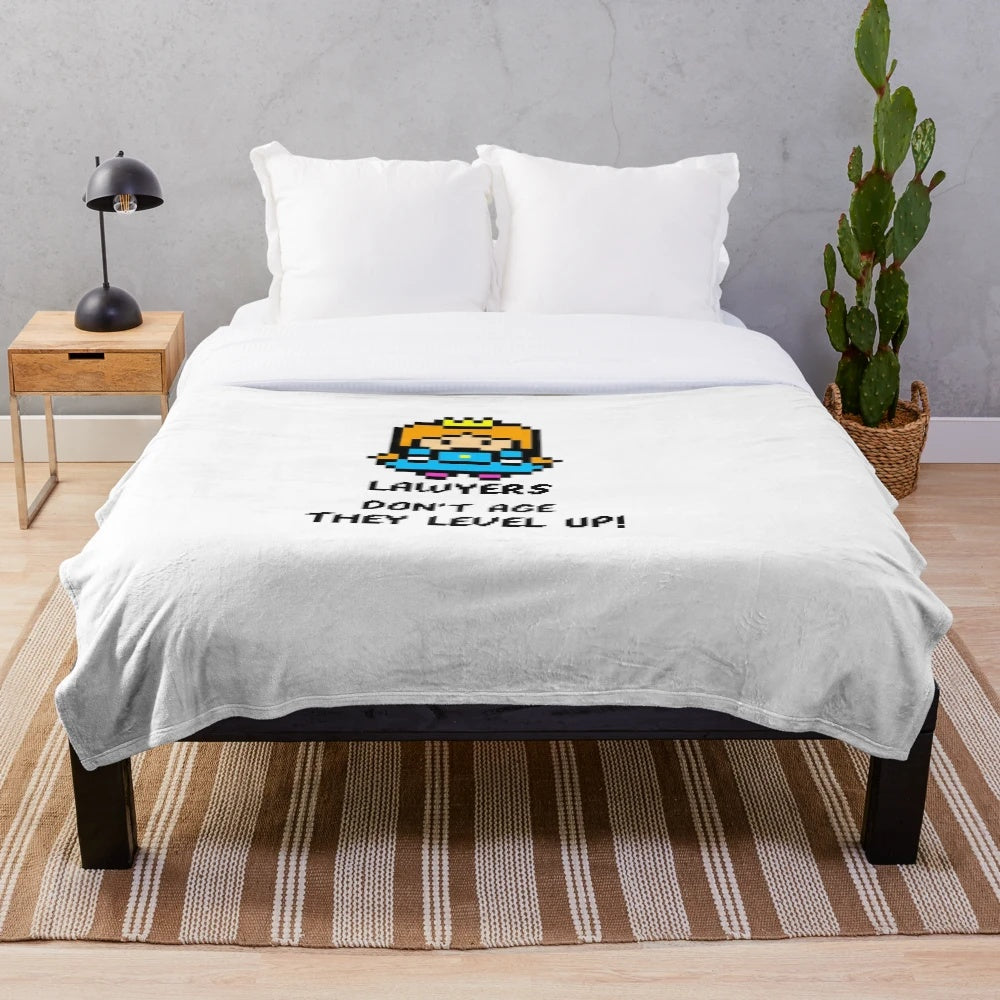 Lawyer's Plush Blanket with 8-Bit Gamer Graphic