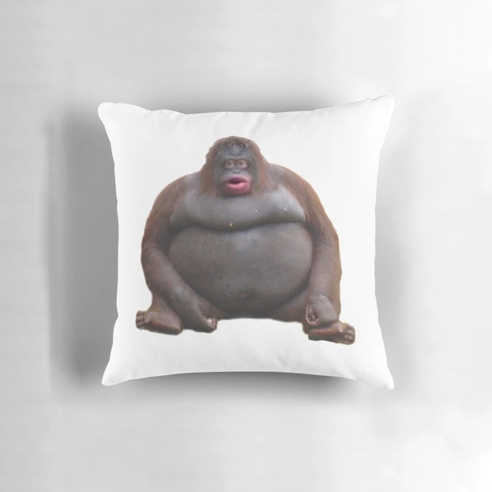 Le Monke and Uh Oh Stinky meme design printed on a high-quality plush pillow