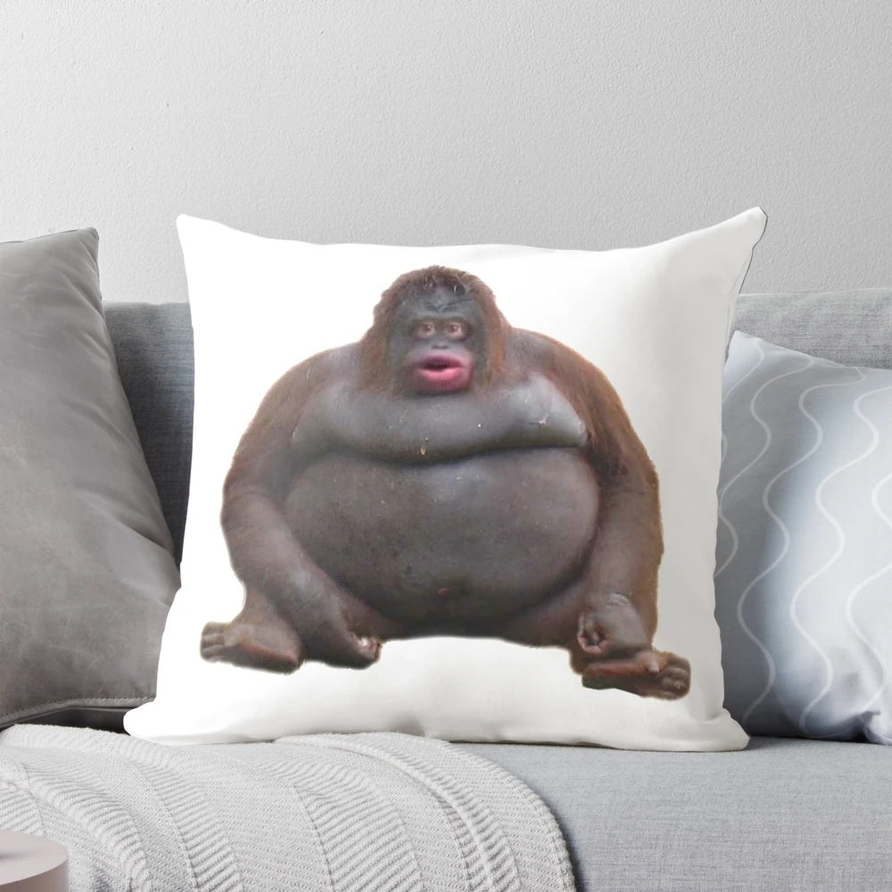 Le Monke and Uh Oh Stinky meme design printed on a high-quality plush pillow