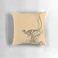 Leaellynasaura dinosaur throw pillow featuring a realistic illustration of the extinct prehistoric creature