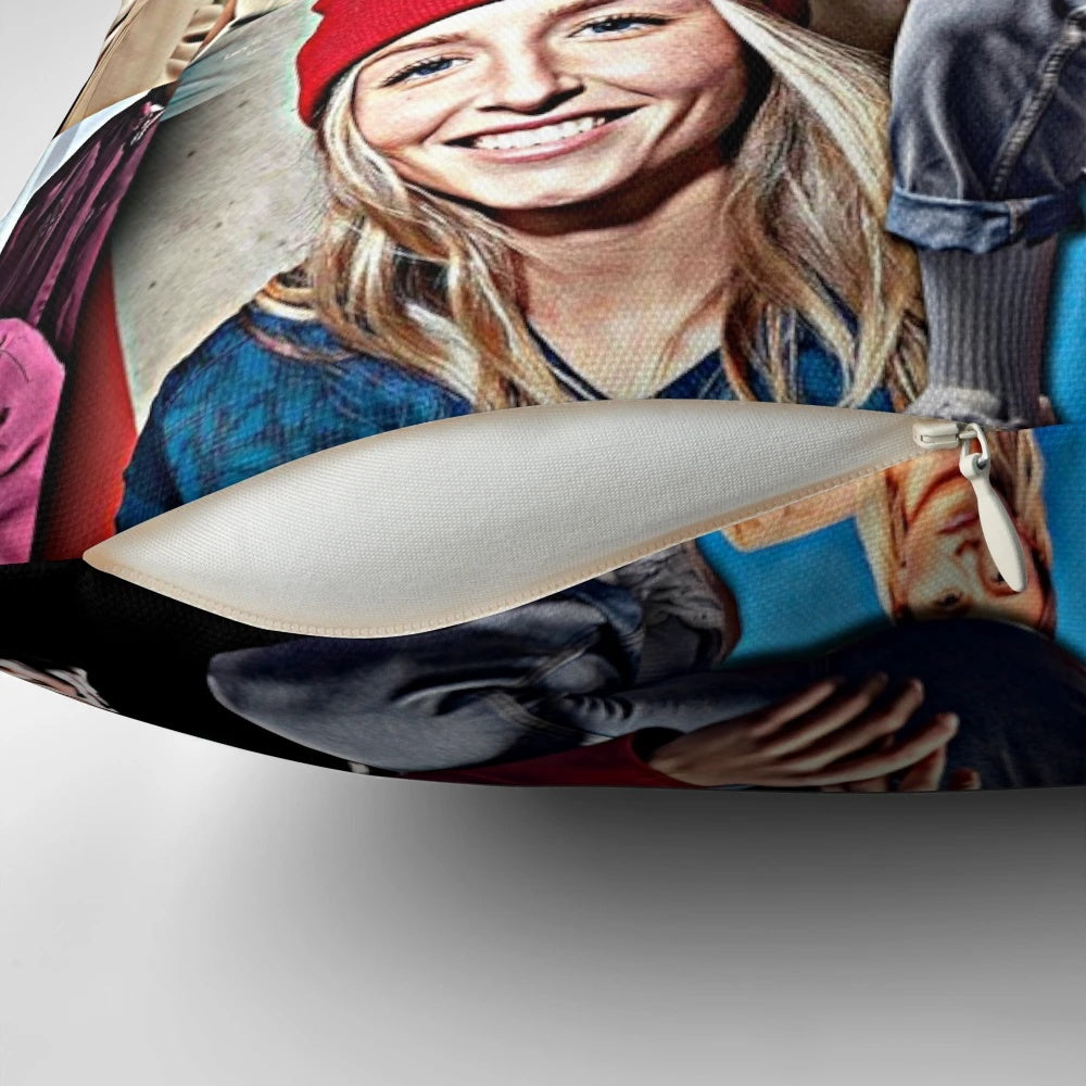 Artistic pillow featuring a collage design of Leah Williamson