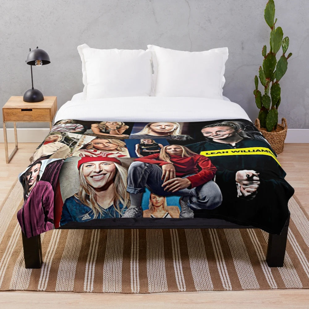 Leah Williamson plush blanket with collage design