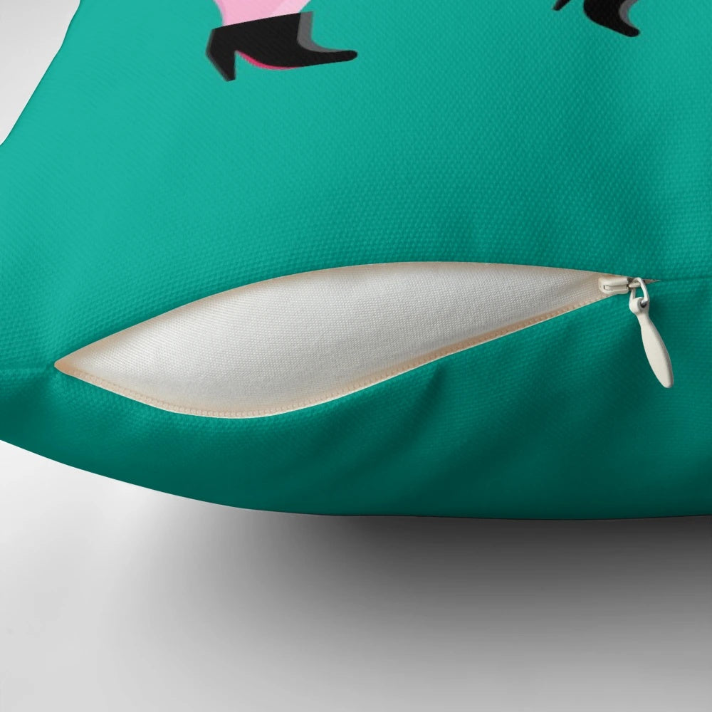 Gay-themed leather harness pillow with a piggy design
