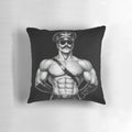 Leather uniform featuring a gay pride graphic design, inspired by the art of Tom of Finland.