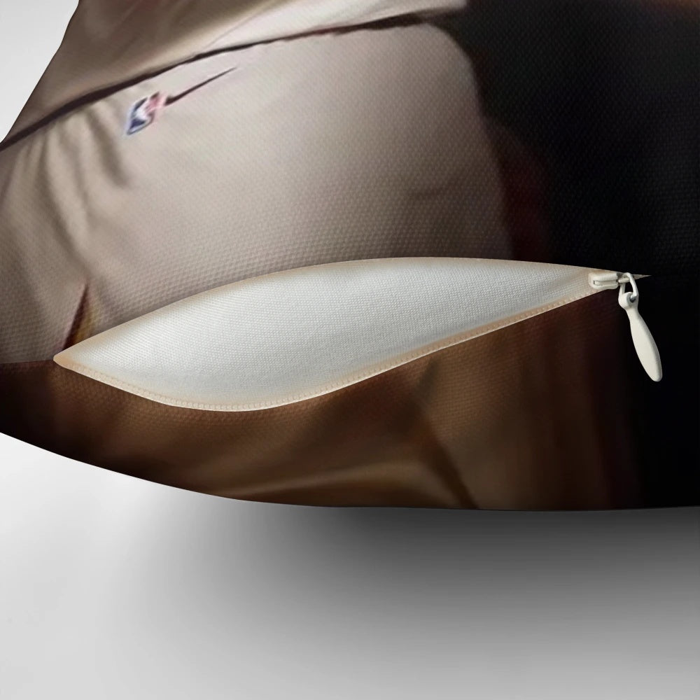 A pillow featuring a design with Lebron James and Jesus, representing the intersection of sports and faith.