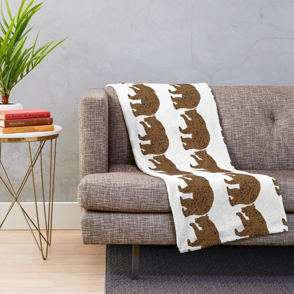 Legendary bear plush blanket featuring abstract animal art design