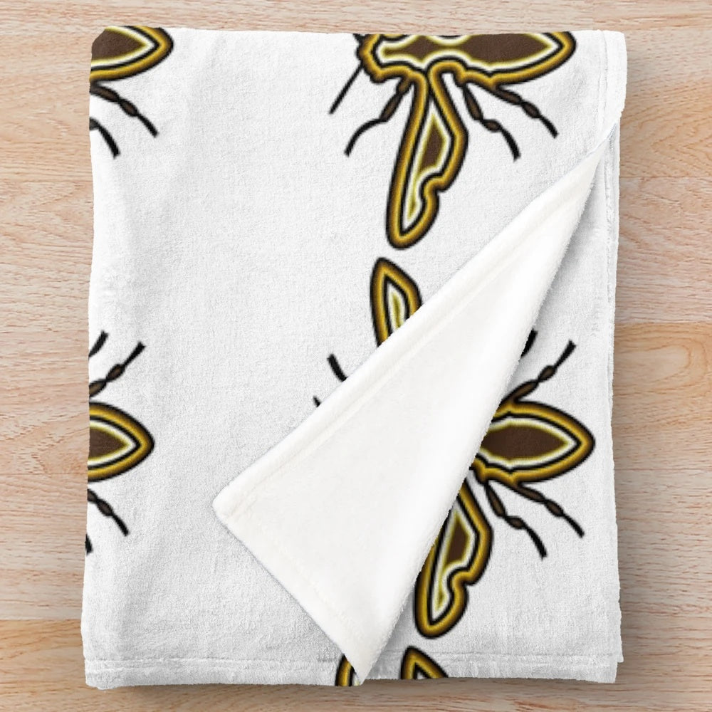 Colorful abstract plush blanket featuring a legendary bee design
