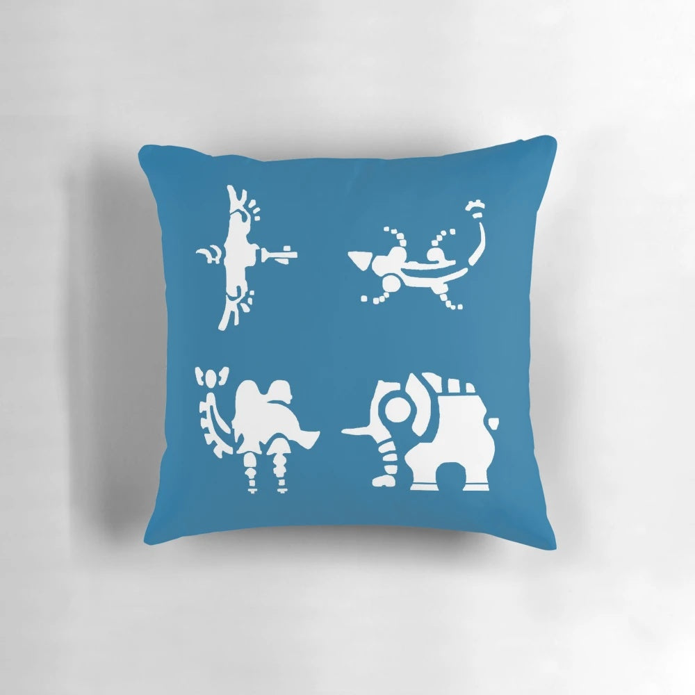 Beautifully designed pillow featuring the divine beasts from The Legend of Zelda: Breath of the Wild video game
