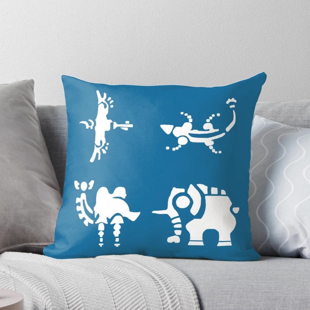 Beautifully designed pillow featuring the divine beasts from The Legend of Zelda: Breath of the Wild video game