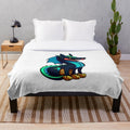 Plush blanket featuring a cool anime-style illustration of a dragon and other legendary animals